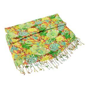 Isaac Mizrahi Live Rayon Floral Scarf Shawl Wrap with Fringe One Size
